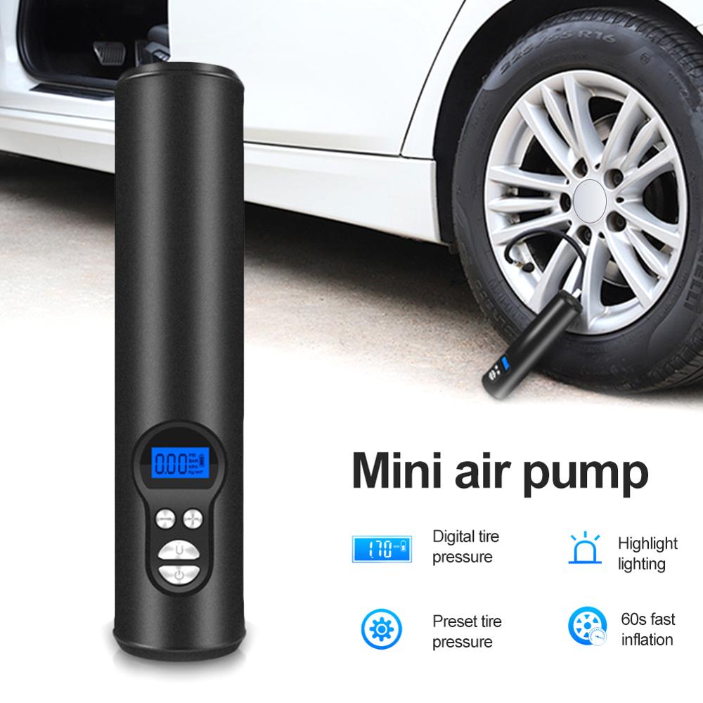 Portable Bike Air Compressor Wireless Mini Inflatable Electric Car Tire Pump Rechargeable Tyre Inflator With LED Light Bike Pump