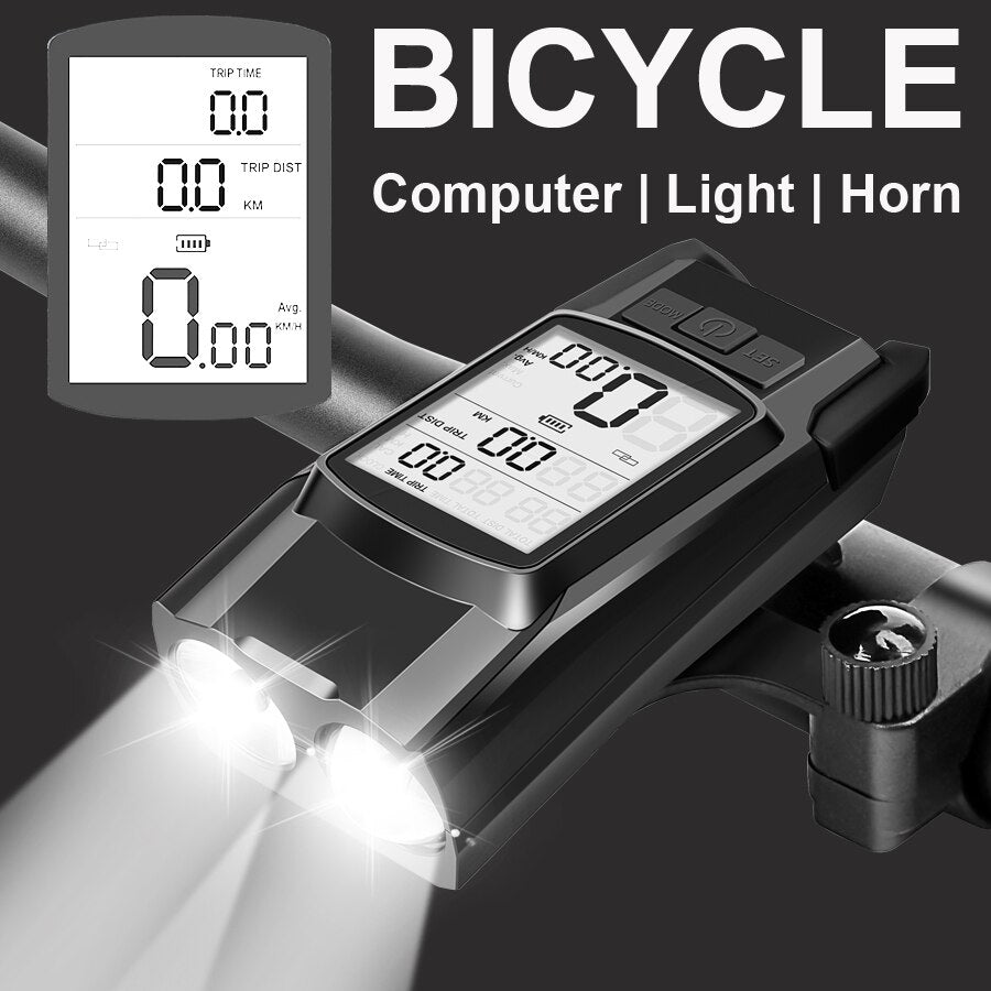 Smabike 3 in 1 Flashlight For Bike T6 LED Bicycle Computer Meter with Speed Display, Carlories Display, Time of Riding
