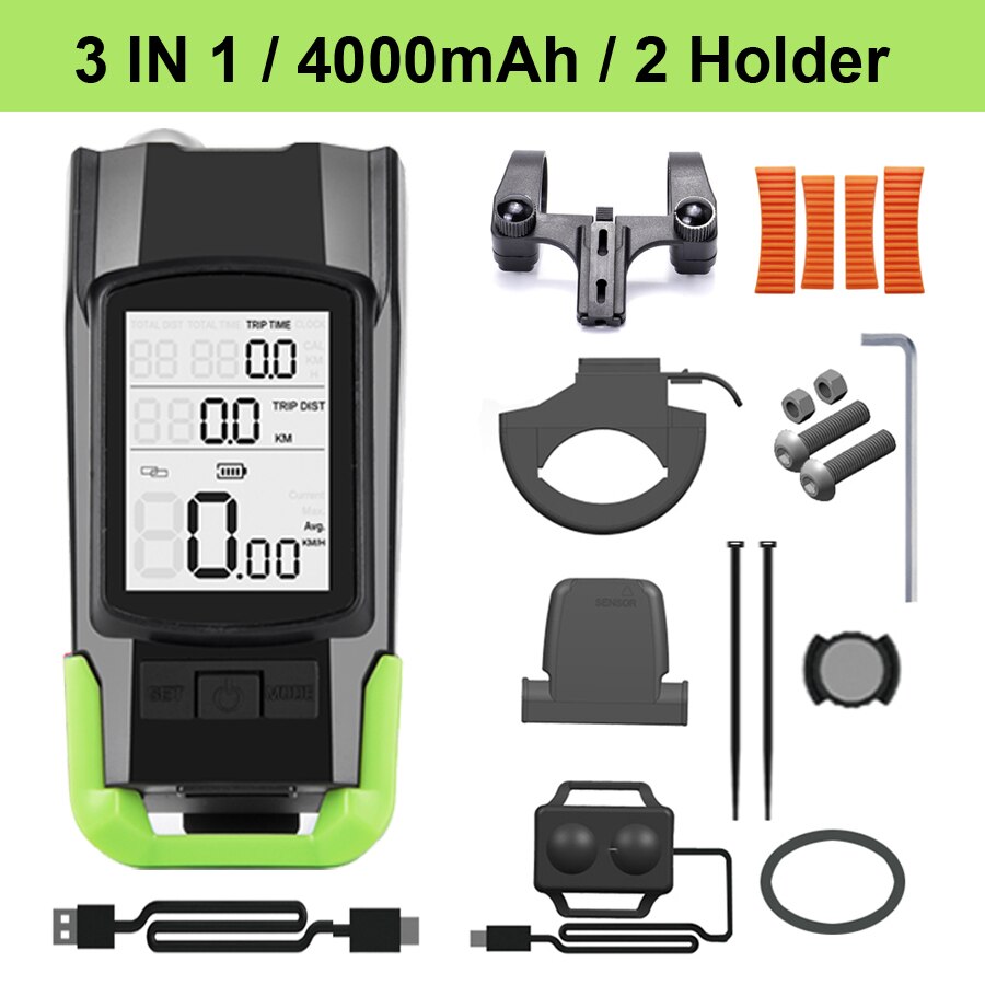 Smabike 3 in 1 Flashlight For Bike T6 LED Bicycle Computer Meter with Speed Display, Carlories Display, Time of Riding