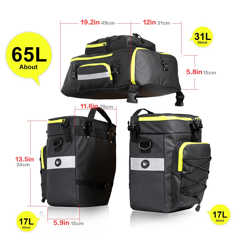 Smabike Mountain Road Bicycle Bike 3 in 1 Trunk Bags Cycling Double Side Rear Rack Tail Seat Pannier Pack Luggage Carrier